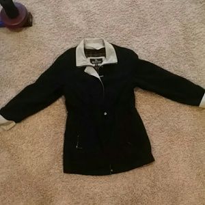 Black coat with beige touch up